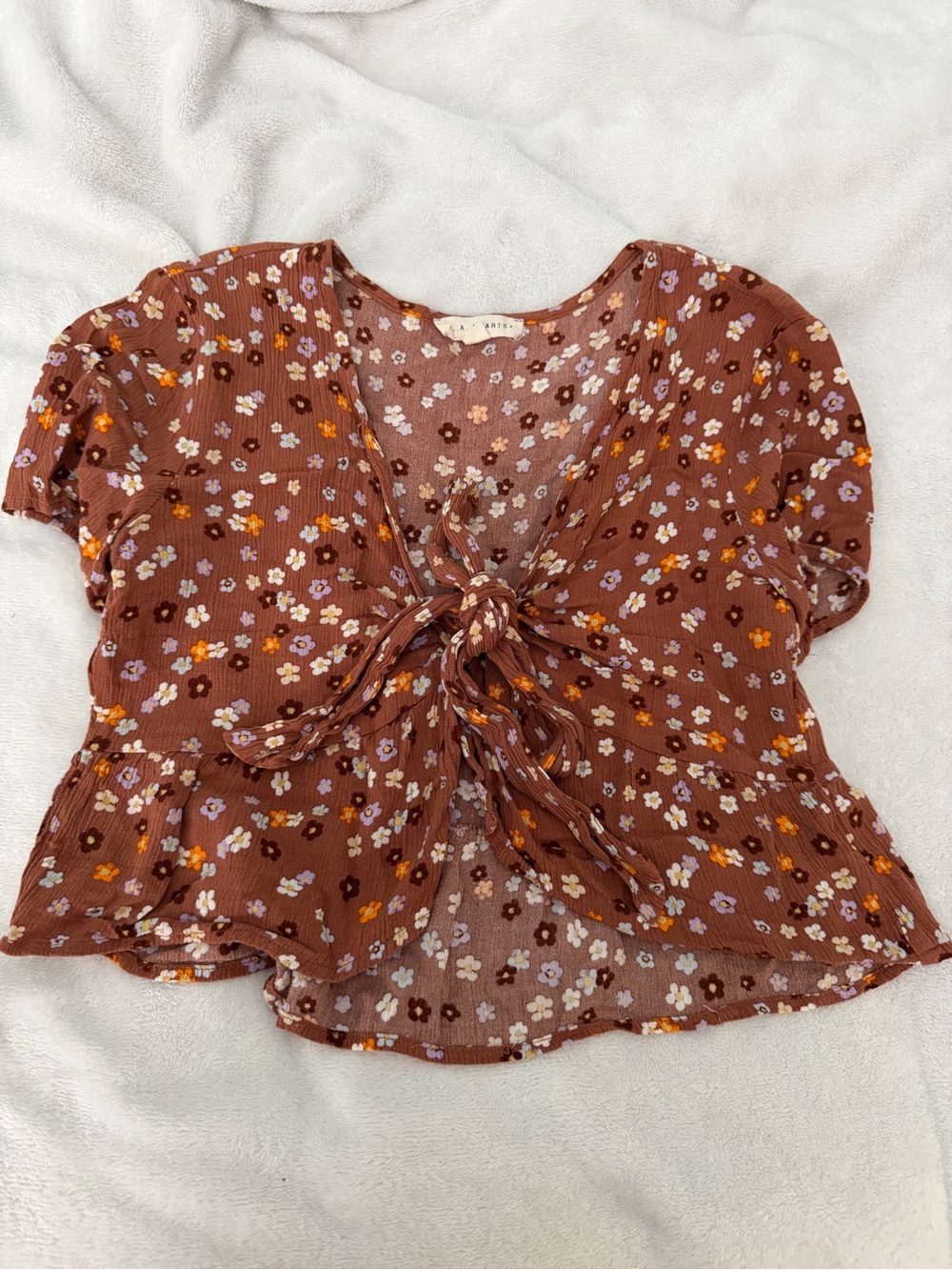LA HEARTS BY PACSUN FLORAL Crochet-Tie Top - SIZE XS
